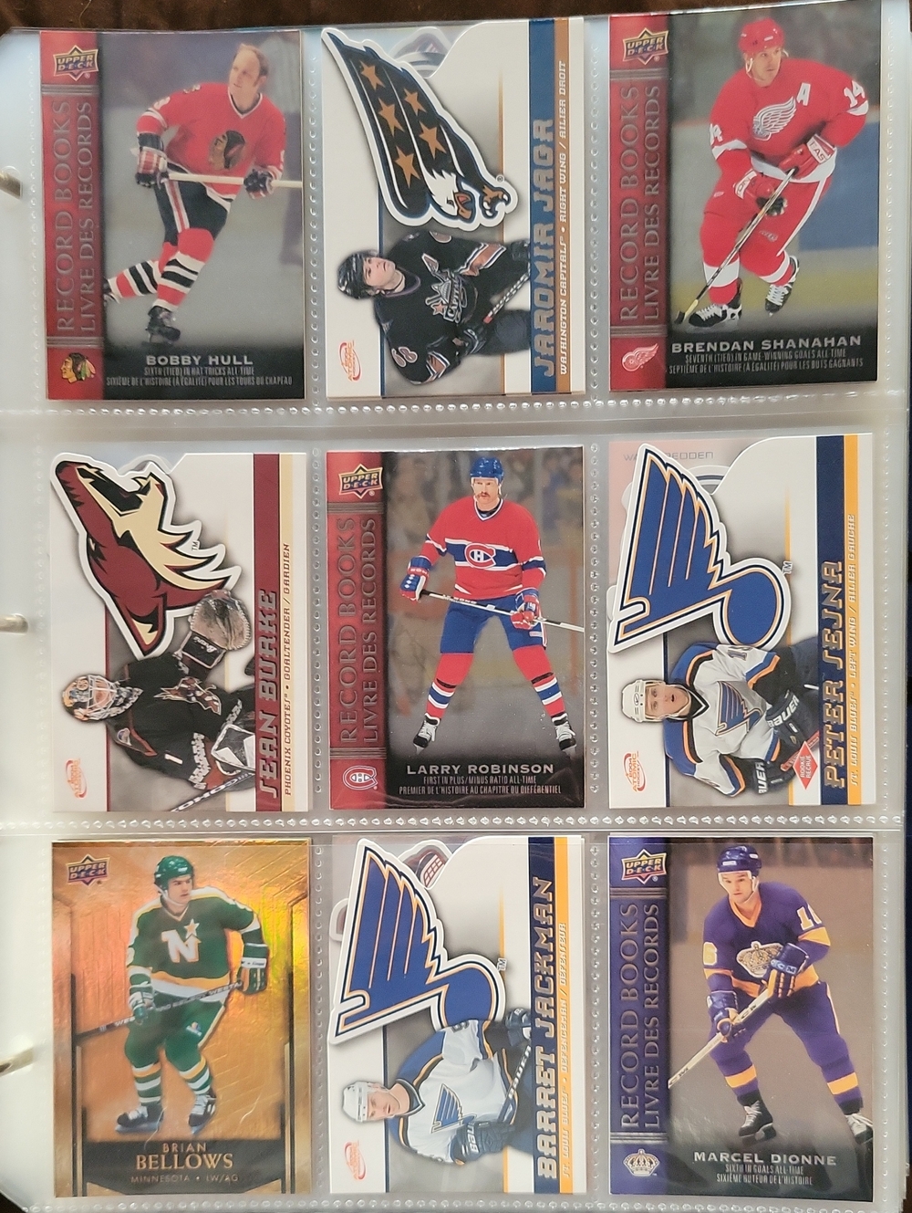 NHL Hockey Card Collection Sheet - Multiple Team Logos & Players